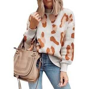 Vici Collection - Apricot Leopard Print Sweater - US M